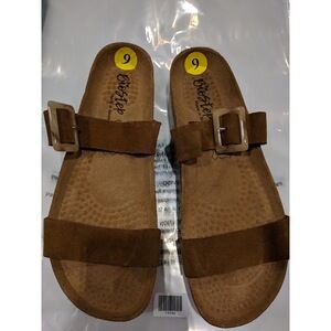 BioStep Shoes Womens Cork Footbed Slip On Sandals Comfort Brown Size 9